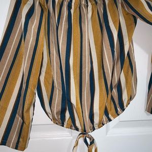 Striped Knot Off the shoulder crop top